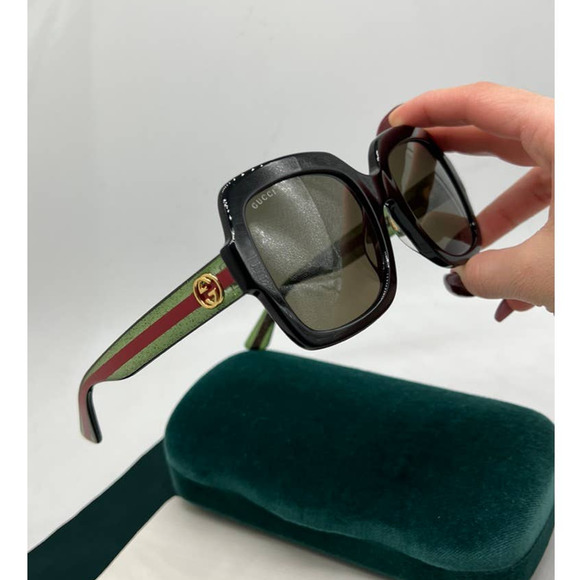 NEW GUCCI GG0036SN Black Striped Arm Sunglasses $420